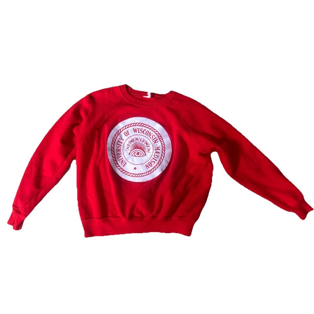 Vtg 80s Collegiate Pacific Wisconsin Madison Sweatshirt Numen Lumen Seal USA Lar